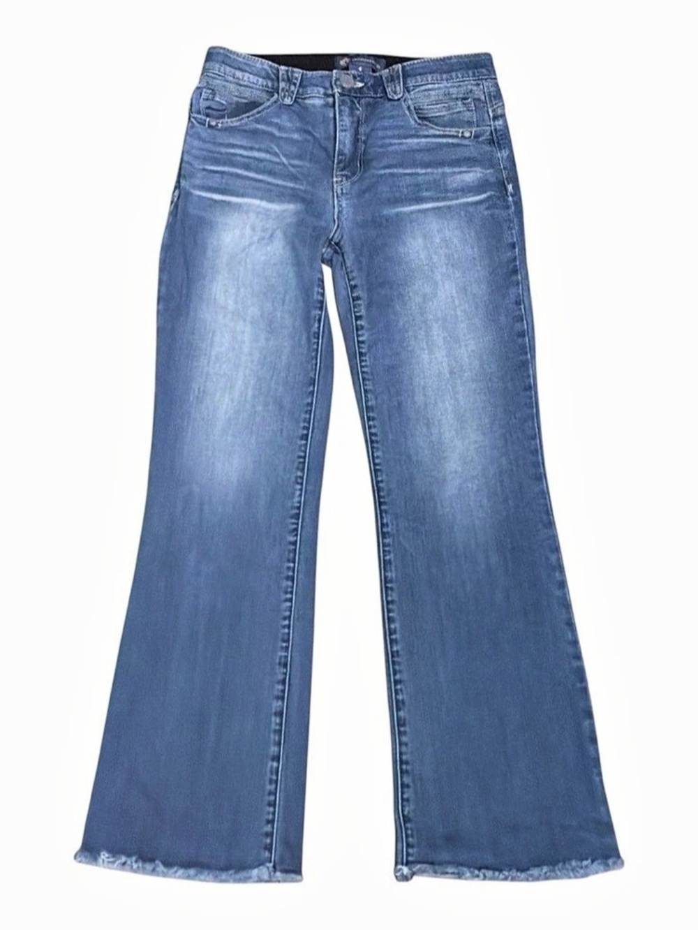 Boho Democracy Ab Solution Flare Jeans Women’s 4 Short Raw Hem Blue Retro
